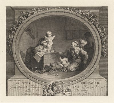 Den lille prædikant af Nicolas Delaunay after Jean Honoré Fragonard
