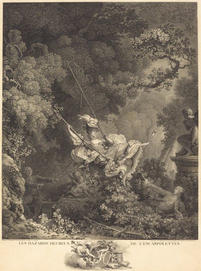 Escarpolettens glade farer af Nicolas Delaunay after Jean Honoré Fragonard