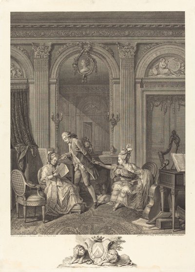 Den søde billet af Nicolas Delaunay after Nicolas Lavreince