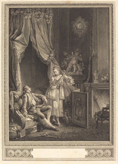 Det udmattede kogger af Nicolas Delaunay after Pierre Antoine Baudouin