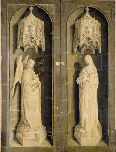 Bebudelsen, ydre panel fra Triptykonen om Moses og den brændende busk, ca. 1476 af Nicolas Froment