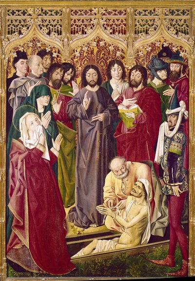 Lazarus opstandelse (tempera på panelet af Nicolas Froment