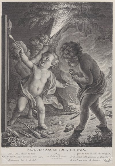 Celebrating Peace Celebrating Peace, tre putti med fyrværkeri, 1745-71., 1745-71. af Nicolas Gabriel Dupuis