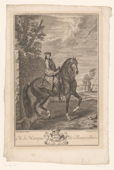 Rytterportræt af Paul de Beauvilliers M. le Marquis de Beauvilliers (titel på objektet) af Nicolas Gabriel Dupuis