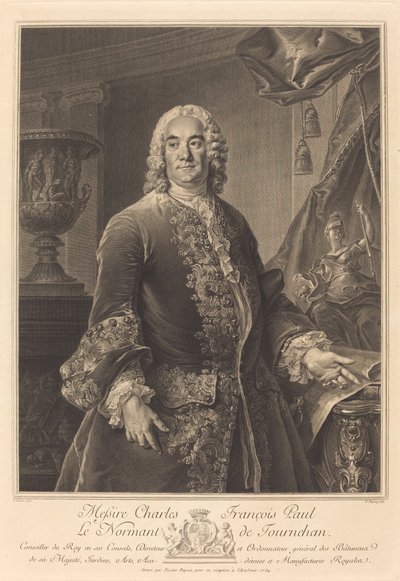 Charles Francois Paul Le Normant de Tournehem af Nicolas Gabriel Dupuis after Louis Tocqué