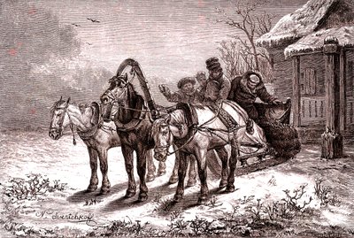 Rusland. Relæstation i 1865. Posthus.1865 (Gravering) af Nicolas Gregorovitch Svertschkoff