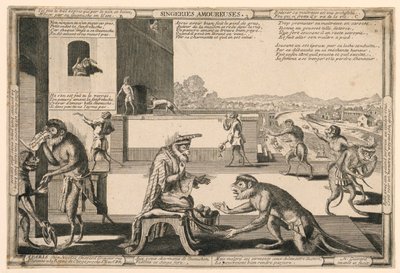 Singeries Amouresuses, Plade 2 af Nicolas Guerard