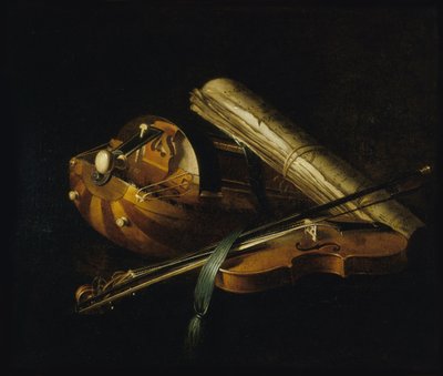 Stilleben med musikinstrumenter, 1756. af Nicolas Henri Jeaurat de Bertry