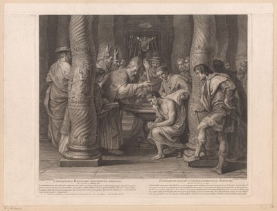 Kejser Konstantins dåb af pave Silvester I Constantinus baptismo solemniter initiatus / Constantin reçoit solemnelllement le baptème (titel på objektet) Historien om kejser Konstantin den Store (serietitel) af Nicolas Henri Tardieu