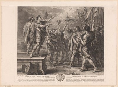 Korsets tegn viser sig i himlen for kejser Konstantin Crux Constantino imperatori in coelo visa / La croix apparoit dans le ciel a l