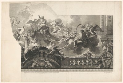 Loftmaleri med samling af guder (plade 2) Plafond du Milieu de la Grande Gallerie du Palais Royal (titel på objekt) af Nicolas Henri Tardieu