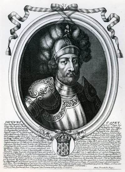 Hugues I Capet (941-96), konge af Frankrig, fra "Les Augustes Representations de tous les Rois de France depuis Pharamond jusqu
