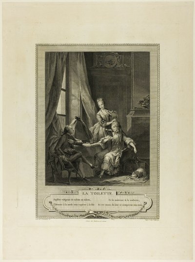 La Toilette, fra Monument du Costume Physique et Moral de la fin du Dix-huitième siècle af Nicolas Joseph Voyez