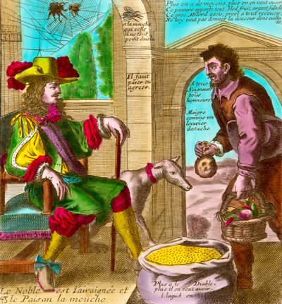 Tredje ejendomsskat: "Edderkoppen og fluen" eller "Adelen og bonden" af Nicolas and Lagniet Jacques Guerard