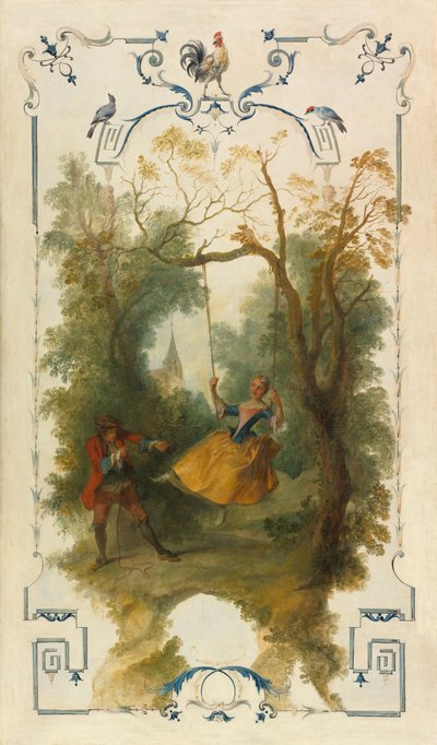 Gyngen, ca. 1723-27 (olie på lærred) af Nicolas Lancret