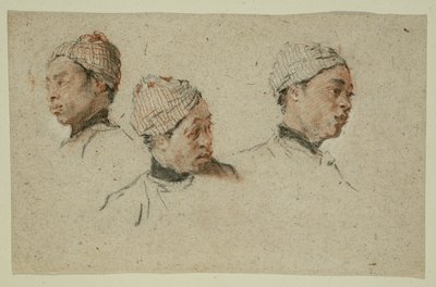 Tre undersøgelser af hovedet på en sort mand med turban af Nicolas Lancret
