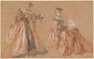 To elegante kvinder i polsk kjole af Nicolas Lancret
