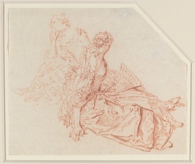 To siddende damer af Nicolas Lancret