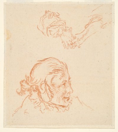 To studier: Portræt af en skuespiller og Study of Hands af Nicolas Lancret
