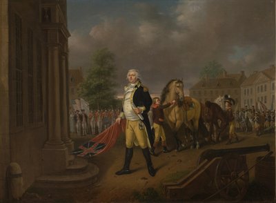 General Humphreys leverer standarderne taget i Yorktown til Congress Hall, Philadelphia af Nicolas Louis Albert Delerive