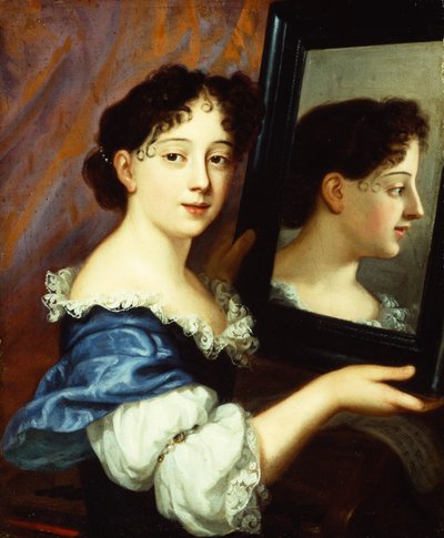 En dame holder et spejl, ca. 1660 (olie på lærred) af Nicolas Mignard