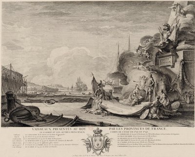 Allegorisk stik af skibsgaven ca. 1762 af Nicolas Ozanne