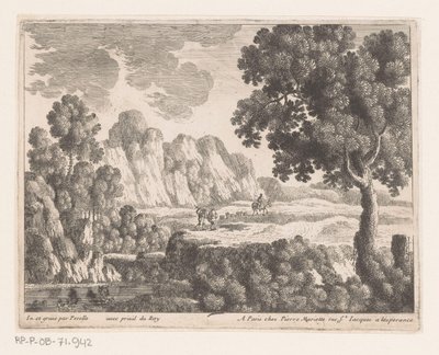 Slette i et bakket landskab med figurer af Nicolas Perelle