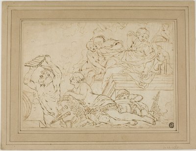 Scene med nymfer og satyr af Nicolas Pierre Loir