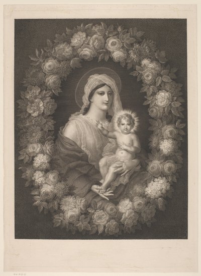 Mary med barn i blomsterkrans af Nicolas Pinet