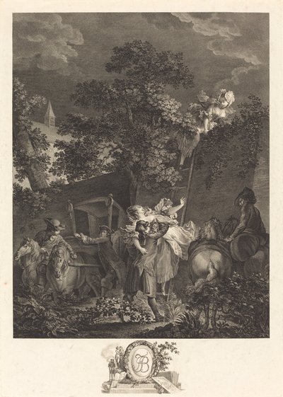 Den natlige bortførelse af Nicolas Ponce after Pierre Antoine Baudouin