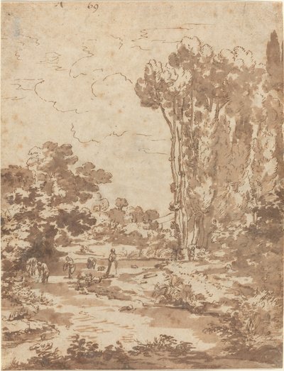 Figurer, der bader i en strøm af Nicolas Poussin