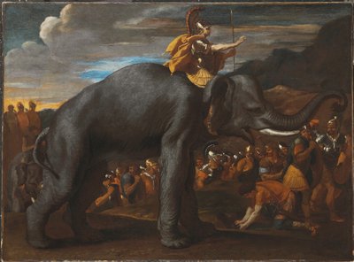 Hannibal krydser alperne på en elefant af Nicolas Poussin