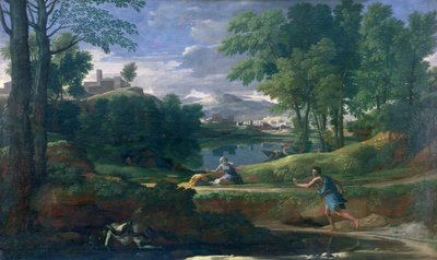 Landskab med en mand dræbt af en slange, ca. 1648 (olie på lærred) af Nicolas Poussin