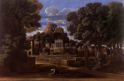 Landskab med asken af Phocion af Nicolas Poussin