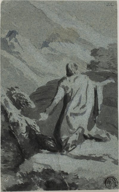 Mand beder i vildmarken af Nicolas Poussin