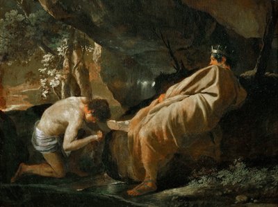 Midas ved kilden til floden Pactolus, ca 1627. af Nicolas Poussin