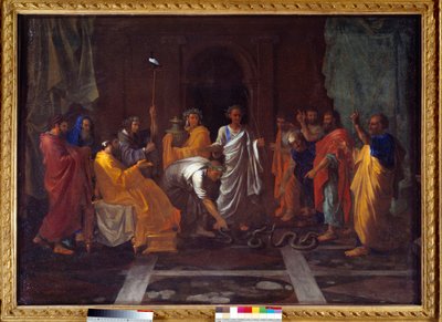 Moses ændrer Arons stang til en slange. Maleri af Nicolas Poussin af Nicolas Poussin