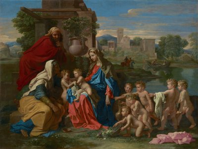 Den hellige familie, ca. 1651 (olie på lærred) af Nicolas Poussin