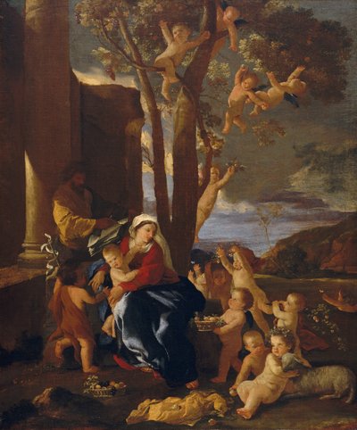 Den hellige familie med Johannes Døberen, ca. 1627. af Nicolas Poussin