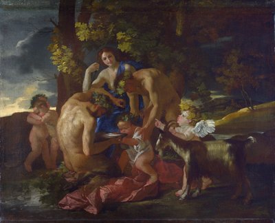 The Nurture of Bacchus, c.1628-29 af Nicolas Poussin