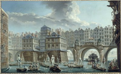 Sømændenes dyst mellem Pont Notre-Dame og Pont au Change af Nicolas Raguenet