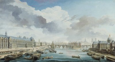 Louvre, Pont-Neuf og Collège des Quatre-Nations, nu Institut de France, set fra Pont Royal af Nicolas Raguenet