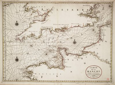 Kort over Den Engelske Kanal og Atlanterhavskysten i det sydlige Storbritannien og det nordlige Frankrig af Nicolas Sanson D