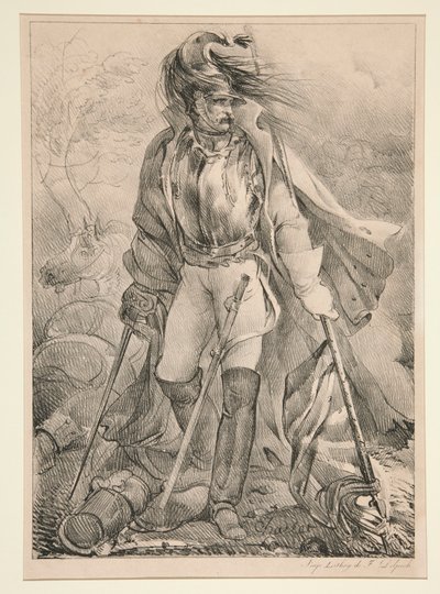 Fransk Cuirassier, der bærer et flag af Nicolas Toussaint Charlet