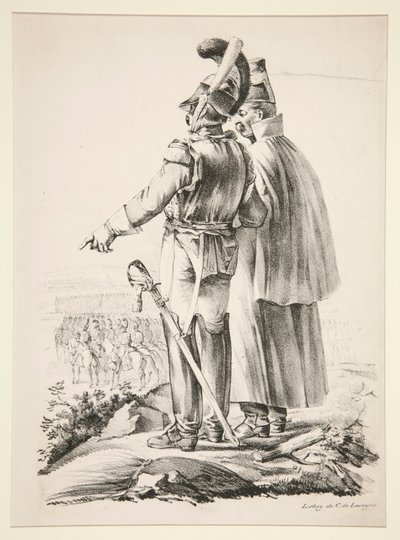 To Cuirassiers til fods af Nicolas Toussaint Charlet