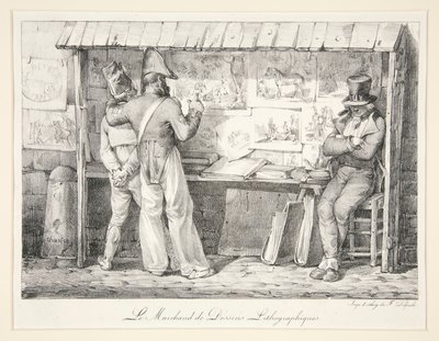 Købmanden med litografiske billeder af Nicolas Toussaint Charlet