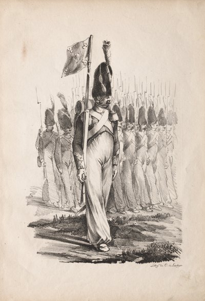 Militære kostumer: Carabiners Sargent, General Guide, 1817-1818. af Nicolas Toussaint Charlet