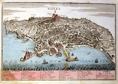 Kort over byen Napoli. Kort over Le Fer af Nicolas de Fer