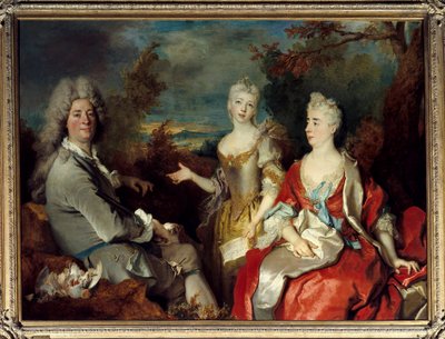 Familieportræt tidligere kendt som portræt af maleren, hans kone og datter Maleri af Nicolas de Largilliere (1656-1746) Søn. 1,49 X 2,00 m af Nicolas de Largillière