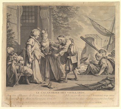 The Calendar of Old Men, fra Suite dEstampes Nouve..., 1700-tallet. af Nicolas de Larmessin
